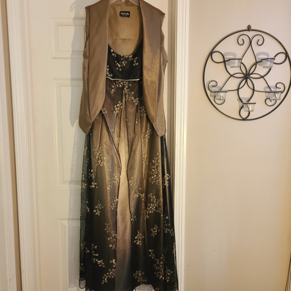 Evening gown w/sleeveless jacket, Onyx Nite, size 14